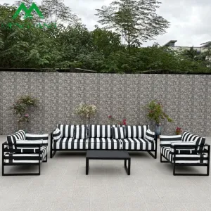 Luxury Zebra Aluminum Outdoor Garden Furninum Modular Sofa Set Hotel Furniture Set for Villa Balcony Outdoor Furniture Set