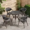 Modern Aluminum Mesh French Bistro Cafe Chairs Stackable Rattan Garden Furniture Home Restaurant Outdoor Dining Table Chair Set