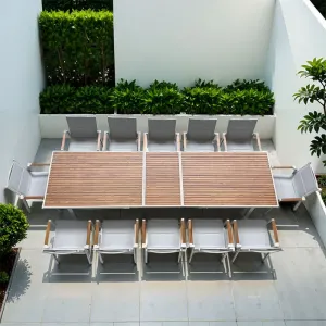 Modern Garden Outdoor Furniture Wood Table Fabric Dining Table Chair Set