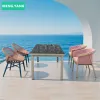 Modern Garden Teak Furniture Outdoor Dining Table and Chair Set for Hotels Resorts Villas