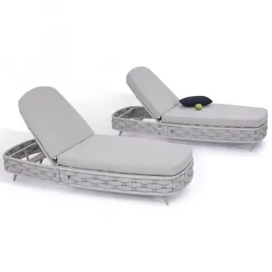 Modern Gray Aluminum Hotel Chaise Lounge Outdoor Recliner Garden Furniture Rope-Sided Beach Lounge Chair for Pool Sunbathing