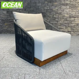 Modern Leisure Style Outdoor Hotel Patio Teak Furniture Set for Villa Courtyard Bedroom-Durable Wood and Aluminum Frame