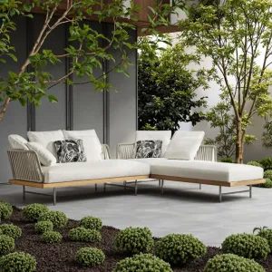 Modern Luxury Aluminum Rope Sofa Set Weather Resistant Outdoor Furniture for Hotels Villas Courtyards Halls Outdoor Spaces