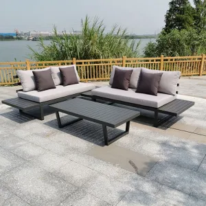 Modern Luxury Garden Outdoor Sofa Furniture Set Custom Fabric on Aluminum Frame for Hotel Villa Beach Park Leisure Patio Garden