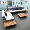 Modern Luxury Teak Outdoor Sofa Set Aluminum Frame for Living Room Park Hotel Villa Resort Balcony Outdoor Furniture