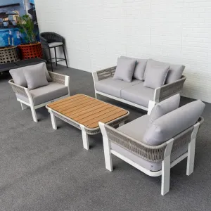 Modern Outdoor Aluminum Garden Furniture Set Portable Comfortable Modular Sofa Designed Durable Rattan Metal Materials Hotels