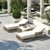 Modern Outdoor Daybed Patio Sun Lounge Chair with PE Rattan Wicker Aluminum Frame for Hotels Parks Courtyards Villas Gardens