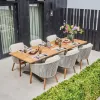 Modern Outdoor Dining Furniture Set Fashionable Teak Table Rope Chair with Aluminum for Garden Patio Beach Restaurant Use