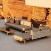 Modern Outdoor Furniture Wooden Garden Waterproof Sofa Sets Hotel Teak Patio Sofa Luxury Garden Sofa Set
