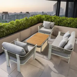 Modern Outdoor Modular Sofa Garden Furniture Set Portable Comfortable Made From Rattan Aluminum Frame Metal OEM ODM for Hotels