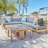 Modern Style Square Table Dining Set with Chairs Teak Outdoor Sofa Wooden Garden Furniture Sets