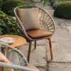 Modern Style Teak Rattan Chair Comfortable Stylish Outdoor Cafe Chair for Garden Patio Dining Balcony for Restaurants