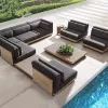 Modern Style Teak Wood Patio Furniture Set for Garden Poolside Outdoor Products with Aluminum Frame