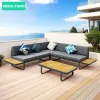 Modern Teak Furniture Set L Shape Outdoor Aluminum Sofa Set Furniture Outdoor Garden Set Outdoor Sectional Couch for Villa Paito