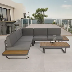 New Luxury L Shape Aluminum Frame Outdoor Furniture Patio Metal Outdoor Lounge Sofa Garden Outdoor Furniture Set
