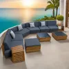 OEM ODM Modern Style Teak Garden Outdoor Sofa Set Rattan and Wood with Aluminum Frame for Patios Hotels