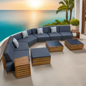 OEM ODM Modern Style Teak Garden Outdoor Sofa Set Rattan and Wood with Aluminum Frame for Patios Hotels