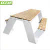 2025 OEM Outdoor Leisure Bench Chair Modern Style Solid Wood with Aluminium for Parks Schools Hotels and Malls