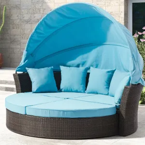 Outdoor Aluminum Garden Furniture Set Waterproof Wicker Sunbed Rattan Chaise Lounge Patio Conversation Sofa Pool Daybed Use