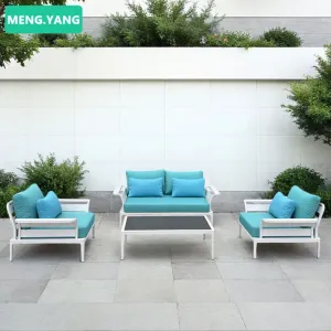 Outdoor Furniture Garden Sofa Set Minimalist Aluminium Frame Hotel Balcony Courtyard Patio Sofa Set for Poolside