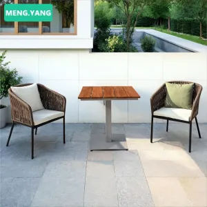 Outdoor Garden Furniture Modern Rope Weave Armchair Aluminum Metal Dining Table and Chair Sets for Hotel Restaurant Patio