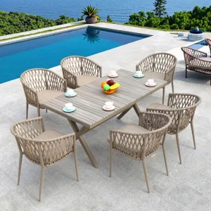 Outdoor Patio Furniture Aluminum Alloy Frame Dining Set Garden Table and Chair for Backyard