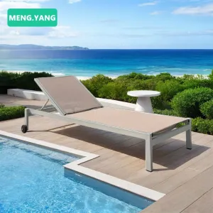 Outdoor Waterproof Sunbed Chaise Lounge Chair Poolside Daybed Outdoor Pool Furniture Aluminum Teslin Sun Loungers