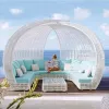 Patio Conversation Chaise Garden Wicker Bird Cage Outdoor Rattan Beach Round Bed Lounge Garden Outdoor Furniture Set