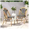 Rattan French Hot Sale Cane Chair Outdoor Restaurant Bar Coffee Shop Furniture Parisian Bistro Chairs and Table Set