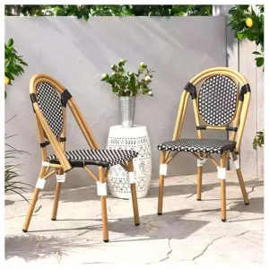 Rattan French Hot Sale Cane Chair Outdoor Restaurant Bar Coffee Shop Furniture Parisian Bistro Chairs and Table Set