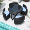 Round Garden Waterpoof Durable Rope Rattan Wicker Restaurant Dining Villa Outdoor Tables and Chairs Set Patio Furniture
