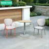 Simple Outdoor Villa Patio Restaurant Furniture Dinner Stackable Chair Aluminum Waterproof Fabric Garden Table and Armchair Sets