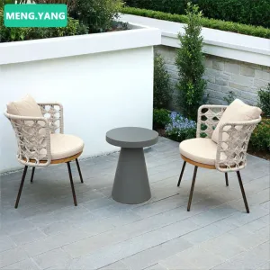 Single Outdoor Furniture Rattan Wicker Teak Sofa Chair and Table Set for Villa for Garden or Patio Use