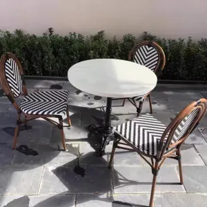 Vine Chair Dining Table Restaurant Coffee Shop Outdoor Garden Rattan French Bistro Table and Chair