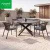 All Weather Garden Furniture Dining Set Villa Outdoor Dining Set Rope Aluminum Table and 6 Chairs for Outdoor Patio