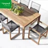 All Weather Modern Teak Wood Outdoor Dining Table and Teslin Chairs for Hotel Park Restaurant Dining Rooms