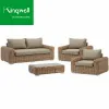 All Weather Outdoor Furniture Lounge Sofas Set PE Rattan Garden Patio Aluminum Wicker Sofa Sets for Hotel