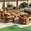All Weather Solid Wood Furniture Outdoor Leisure Comfortable Durable Teak Wood Sofa with Cushion for Hotel Villa Patio Balcony