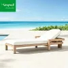 All Weather Solid Wooden Outdoor Teak Chaise Lounge Daybed Patio Pool Furniture Wood Sun Lounger for Villas Resort Home