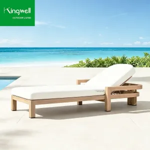 All Weather Solid Wooden Outdoor Teak Chaise Lounge Daybed Patio Pool Furniture Wood Sun Lounger for Villas Resort Home