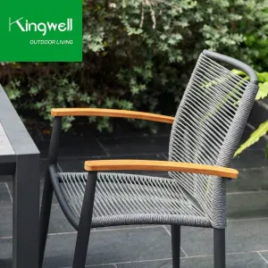 Aluminum Lightweight Durable Stackable Portable Camping Garden Dining Chair with Armrest for Outdoor Pool Garden Use