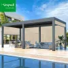 Aluminum Motorized Louvered Pergola Easy Install Waterproof Customized Size Weather-Resistant UV-Resistant Bioclimatic Gazebo