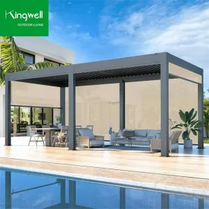 Aluminum Motorized Louvered Pergola Easy Install Waterproof Customized Size Weather-Resistant UV-Resistant Bioclimatic Gazebo