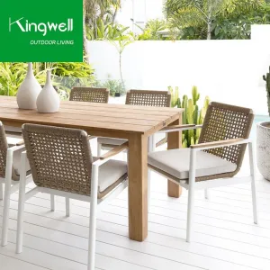 Balcony Garden Outdoor Dining Furniture Sets Patio Tables Set Garden Set Rope Woven Table and Chair With Cushion