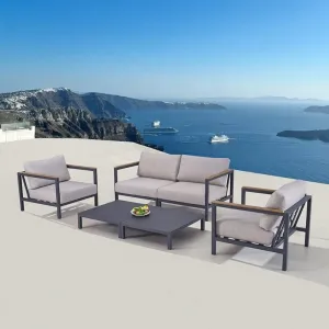 Cheap Modern Sectional Patio Corner Couch Furniture Outdoor Hotel Garden Modular Aluminum Lounge 4 Piece Sofa Set for Outside
