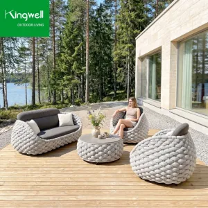Comfortable Modern Hotel Patio Garden Sofa Set Outdoor Furniture Construction Waterproof Cushions Courtyard Use