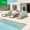 Commercial Grade Aluminum Portable Sun Lounger with Adjustable Backrest and Stackable Design for Hotel Poolside Patio