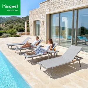 Commercial Metal Portable Stackable UV-Resistant Modern Outdoor Poolside Sun Loungers for Hotel Villa Use