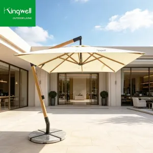 Commercial Wholesale Kingwell Polyester Aluminum Pole Sun Umbrella Custom Logo Radius Waterproof Parasol for Living Room