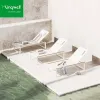 Contemporary Hotel Use Portable Aluminum Chaise Lounge Chairs with Cushions Adjustable Sun Lounger for Pool and Beach